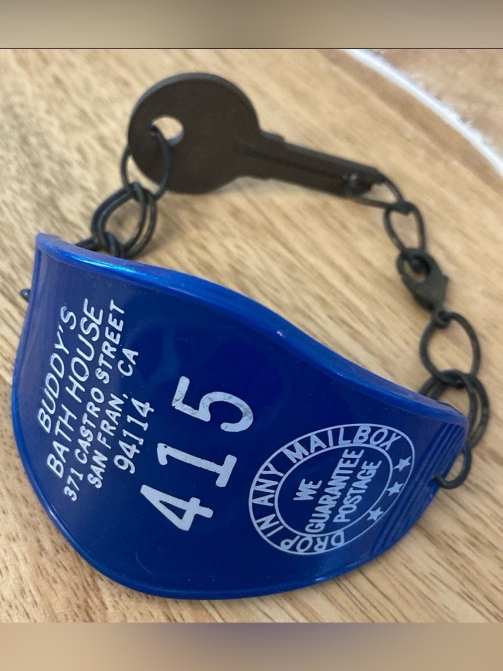 Vintage Hotel Key Fob bracelet NEW handmade Buddy's Bath House SF CA